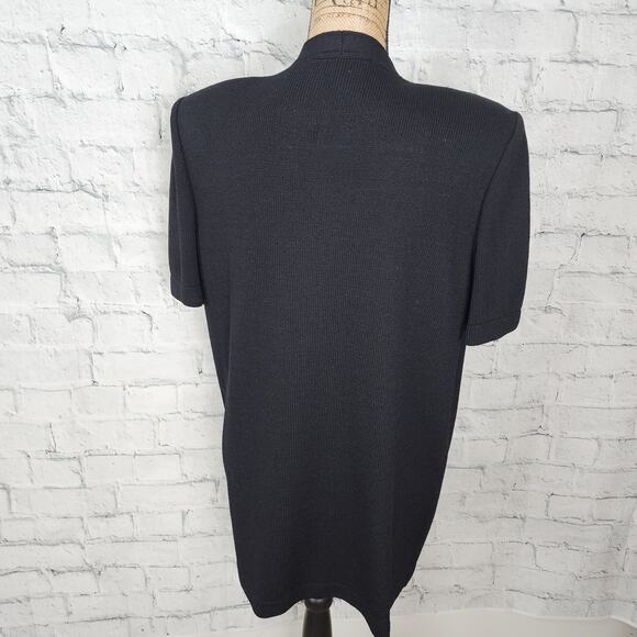 ST. John basic santana Cardigan Sz L padded jacket black short sleeve A34 - Picture 4 of 6